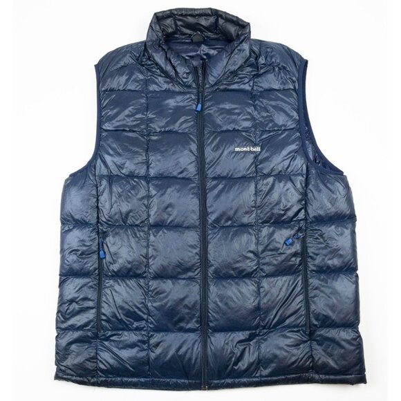 Montbell Superior Down Vest Mens XL Navy Blue Puffer Packable Insulated 2301218 - Picture 1 of 14
